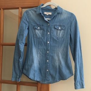 LOFT Button Down Chambray Shirt